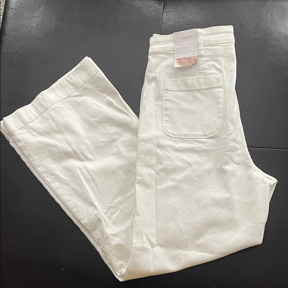 LC Lauren Conrad Women's Gorgeous Ivory Super High Rise Flare Jeans